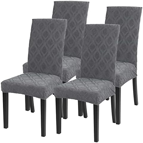JuneJour Dining Chair Covers Set of 4 Stretch Removable Washable Kitchen Chair Slipcovers Elastic Spandex Fabric Chair Seat Protector Covers for Dining Room Living Room Hotel Ceremony