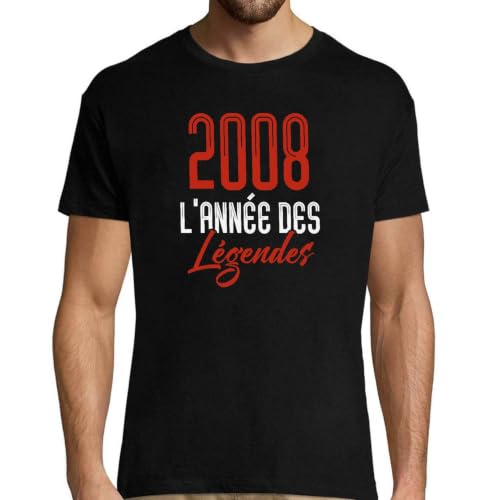 T-Shirt Homme 2008 des Légendes en coton bio imprimé en France pour anniversaire