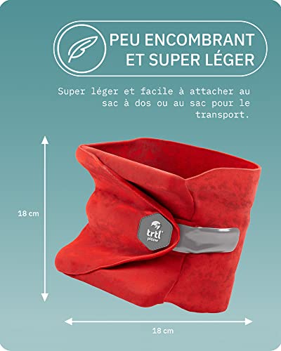 Trtl Travel Pillow Rouge Oreiller Cervical Peu Encombrant Voyage Reposant En Avion Voiture Et Bus Systeme De Soutien Unique Lavable En Machine