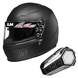 ILM Snell SA2020 Full Face Auto Car Racing Helmets Model 760 (Matte Black, L) and Bluetooth Headset with Hi-Fi System