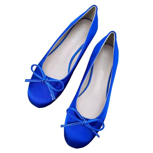Image of TN TANGNEST Women's Velvet Flats Round Toe Ballet Shoes | Elegant Bowknot Flats Comfortable Casual Slip On Flats for Work