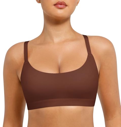 FeelinGirl Seamless Bras Wireless Bralettes for Women with Supportive, Wireless Unlined Comfort Buttery Soft Bras for Comfy Sleep Everyday, Brown, S