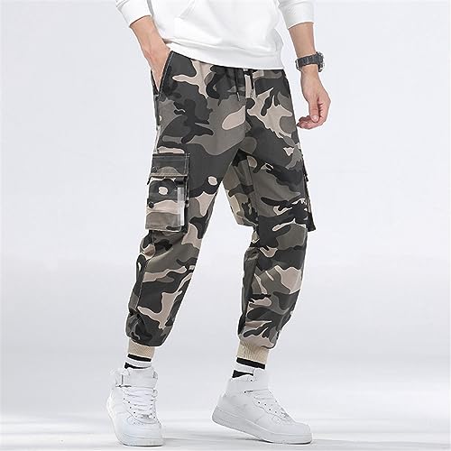 Wjnvfioo Men Slim Camo Pants Pocket Solid Colorcargo Pants Hiphop Men Harem Pants3