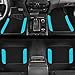 CAR PASS Waterproof Universal Fit Car Floor Mats, Faux Leather Car Carpet Mats, Car Mats with Anti-Slip Nibbs Backing & Driver Heel Pad Fit for SUV,Vans,sedans, Trucks,Set of 4pcs(Light Blue)