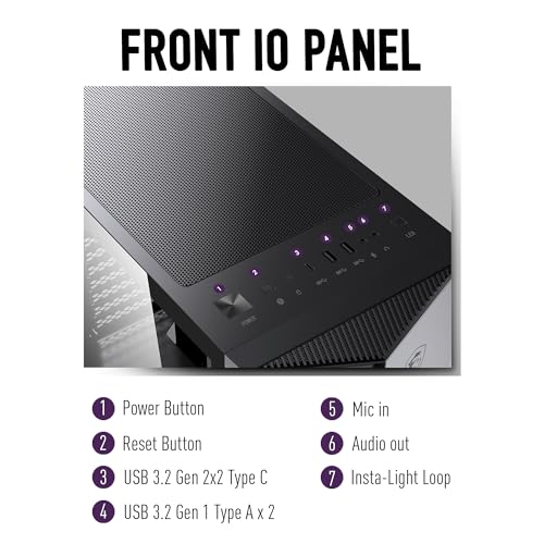 MSI MPG GUNGNIR 111R Mid Tower Gaming PC Case - Black, 4 x 120mm ARGB Fans, USB 3.2 Gen2x2 Type-C, Tempered Glass Panel, Magnetic Dust Filter, Mystic Light RGB, ATX, m-ATX, Mini-ITX by msi - Image 5