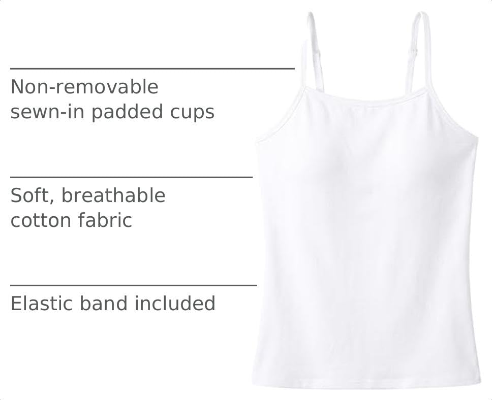 Image of BOOPH Girls Camisole Undershirts Kids Cotton Tank Tops Training Bra