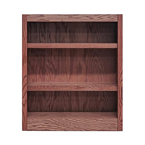 Bowery Hill Traditional 36" Tall 3-Shelf Wood Bookcase In Dry Oak #TOP2