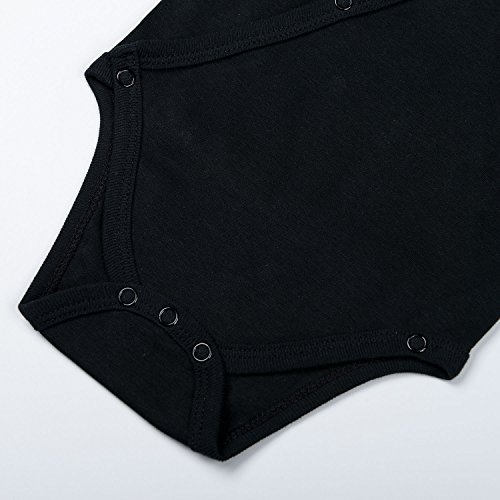 OPAWO Baby 3-Pack Side Snap Bodysuit 100% Cotton Long Sleeve with Mitten Cuffs Unisex Boy Girls Kimono Onsies Black