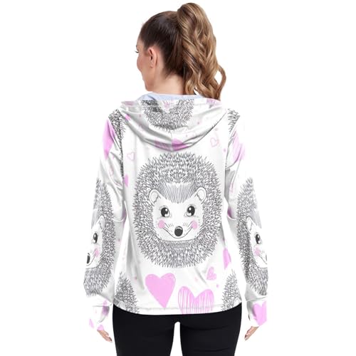 Cute Hedgehog Sun Protection Hoodie Upf 50+, Long Sleeve Zip up Outdoor Jacket3