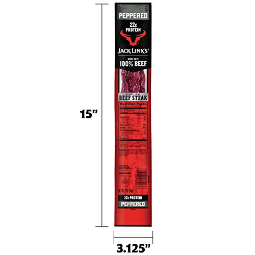 Jack Link's Beef Steak, Peppered - Protein Snacks, Meat Snack with 22g of Protein, Made with 100% Beef, Individually Wrapped Bulk Snack Pack, Keto Friendly - 2 Oz. (12 Count)