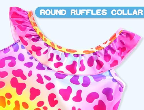 Image of Snowheart Girls Swimsuit One Piece Bathing Suit Kids Quick Dry Shoudler Ruffle Floral Swimwear for 3-12 Years Old
