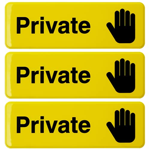 Excello Global Products Private Sign 9"x3" Easy To Mount (3 pack Yellow)