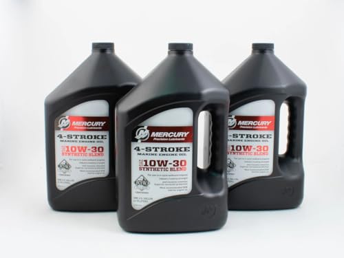 Mercury 4-Stroke 10W-30 Synthetic Blend Motor Oil, 1 Gallon, Set of 3