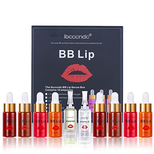 DAGEDA BB Lips Serum Set, Lip Tint 4 Colors Semi Permanent BB Glow Lips Serum Professional Makeup Kit, with 1Pcs Exfoliating Serum and 1Pcs Lip Care Serum for Micro Needling