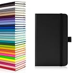 Notes London Eco A6 Notebook with Lined Pages, Pen Loop, Ribbon, Date Marks and Paper Pocket, Pocket Hardback Journal, Note, sustainably sourced paper (Black)