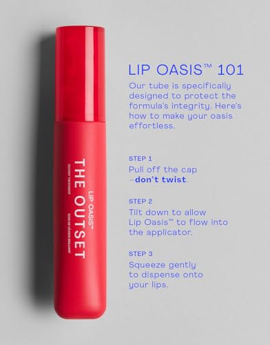 Image of The Outset Lip Oasis Hydrating Lip Balm, Glossy Moisturizing Lip Treatment for Dry, Sensitive Lips, Clean, Vegan & Gluten-Free, Sheer Tint Sun Kiss, 0.3 oz