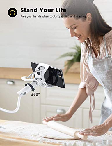 Lamicall Phone Holder Bed Gooseneck Mount Flexible Arm 360 Mount Clip Bracket Clamp Stand for Cell Phone 11 Pro XS Max XR X 8 7 6 Plus 5 4, Galaxy S10 S9 S8 S7 S6, Overall Length 33.4In(White)