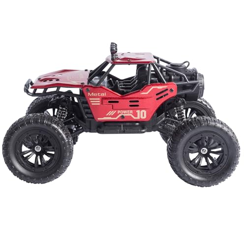 Image of RC Rock Crawler Car 2WD | Off-Road Remote Control Monster | Smoke Effect | Auto Mode | Alloy Body | Rechargeable Battery| Durable Suspension | Standard Size for Kids 6+ & Adults | Red
