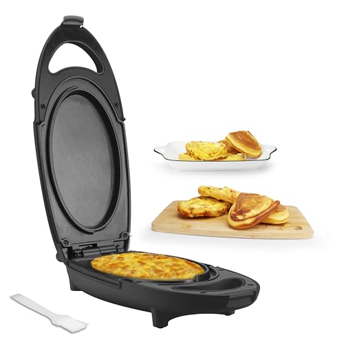 Baker’s Friend Omelette Maker Electric, Omelette Cooking Surfaces Nonstick, Frittata Pan & Egg Pan, Double Sided Pan for Breakfast, Individual Flip Omelette Makers Electric, Graphite
