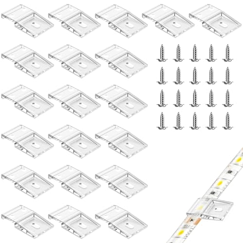 20 Stück Transparente Lichtstreifen-Clips,Led Streifen Halterung,Selbstklebend,Led Verbinder,Led Starke Befestigung Clips Für 10mm Breite Led-Streifen,Wasserdich