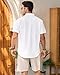 Mens Linen Shirts Short Sleeve Button Down Shirt Casual Cuban Guayabera Lightweight Summer Beach Solid Tops White