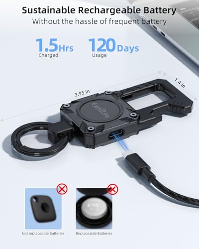 Image of ExtreLife Keychain, Works with Apple Find My, Bottle Opener, Carabiner Car Key Chains with Gps Tracker