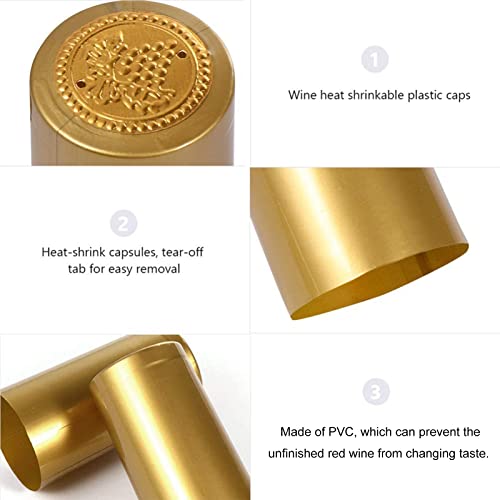 Cosmpeak Shrink Wrap Caps Vin Capsules Rétractables 150 Pièces Vin Film Rétractable PVC Thermorétractable Capsules de Bouteille de vin en PVC pour Bouteille de vin 30 mm/1.18 in (Rouge Doré Noir) - Image 5