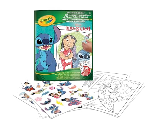 Crayola, Álbum para Colorear con Pegatinas Lilo&Stitch, 32 páginas y 4 Hojas de Pegatinas Incluidas, 04-0900G
