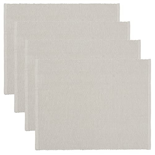 LINUM Juego de 4 manteles individuales para mesa de comedor (35 x 46 cm, 100% algodón acanalado, lavable a máquina), color gris claro Cover