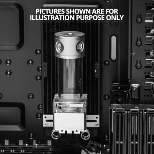 Image of dracaena.io High Flow 650L /H PC Water Pump Combo with Colorful LED and 125ml 100mm (3.8in) Reservoir - 12W, 0.7A, 65mm x 65mm x 165mm (2.6 x 2.6 x 6.5in), Black