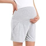 SWEETBUMP Maternity Shorts Comfy Lounge Pregnancy Shorts Maternity Pajama Shorts with Pockets Summer Maternity Clothes Grey L
