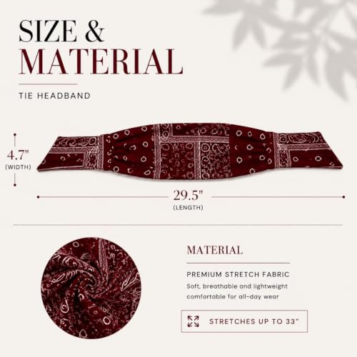 Image of WILLBOND 6 Pcs Tie Headband for Women Adjustable Wide Bandanas,Paisley