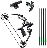 Conjunto de arco composto de caça de tiro com arco, conjunto de arco composto de tiro com arco adulto com viseira e gatilho treinamento esquerda/direita, ajustável 40lbs