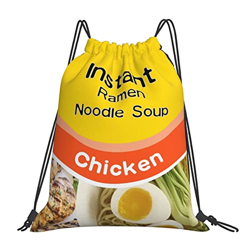 Instant Ramen Noodle Soup Chicken Drawstring Backpack Sports Gym Sack Funny Food Sackpack String Bag For Sport Yoga Travel