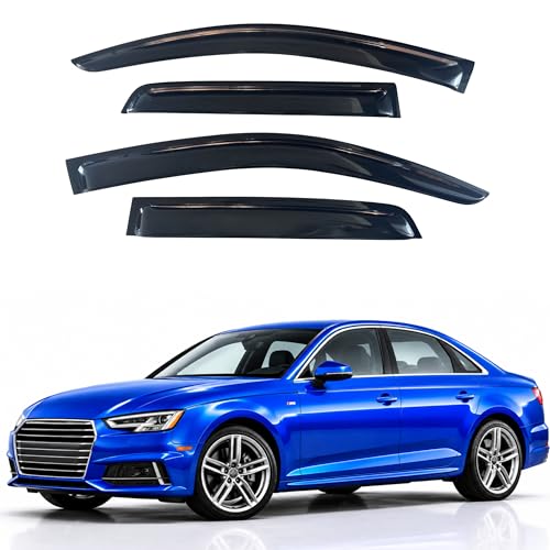 Image of IG Window Visors Fit for 2017-2023 Audi A4 Sedan, Out-Channel Rain Guards Vent Wind Deflectors 4PC, Car Accessories for 17-23 Audi A4 Sedan (Sedan Only)