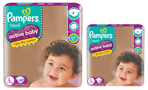 Image of Pampers Active Baby Diapers, Large, 50 Count & Pampers Active Baby Diapers - 18 Pieces Large Size
