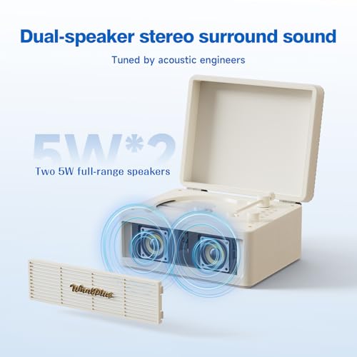 Image of CD Player with Bluetooth Speaker, High-Fidelity Sound, App-Controlled, Magnetic Display for Photos & Pins, Retro Desktop Music Player, Gift for Music Lovers (White)