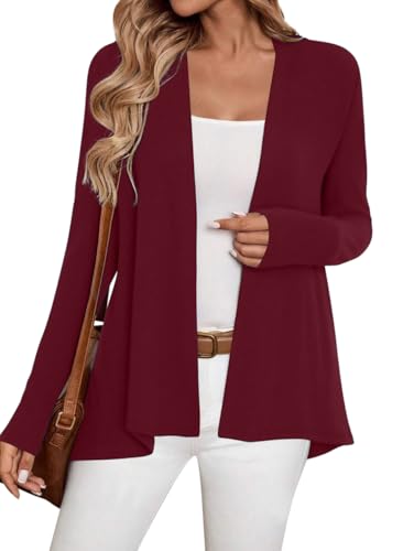 Image of Sweet Hearts Long Sleeve Black Cardigan for Women- Lightweight Open Front Knit Sweaters Women's Kimonos Fall Duster