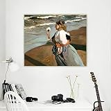 Impressions sur toile Joaquin Sorolla 《 La petite petite-fille 》 Toile Peinture à l'huile Oeuvre d'art Affiche décorative Image Home Decor 40x44cm sans cadre