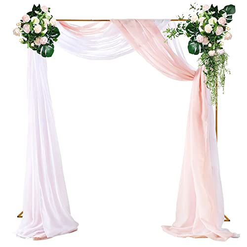Metal Square Backdrop Stand 10x10 FT, Gold Wedding Arches for Ceremony, Portable Pipe and Drape Kit, Adjustable Garden Arbor Frame for Wedding Birthday Party Photo Booth Banquet Decorations