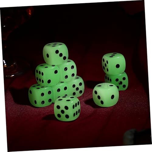 NUOBESTY 10 Stück Spielwürfel Leuchten im Dunkeln Würfel Neuheit Würfel Sechs Seiten Couchtisch Spiel Indoor Outdoor Spiel für Familie Bar Party 16Mm