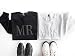 Up2ournecksinfabric - Mrs and Mr Sweatshirt - Honeymoon Outfit - Bridal Shower Gift - Mrs Sweatshirt - New Mrs Gift - Groom Sweatshirt White