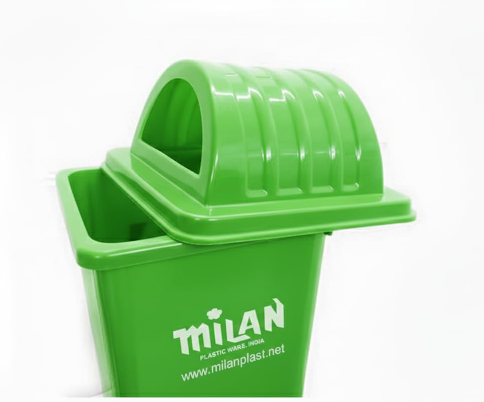 Image of Milan Plastic Garbage Dustbin With Dome Lid 80 Litre Black
