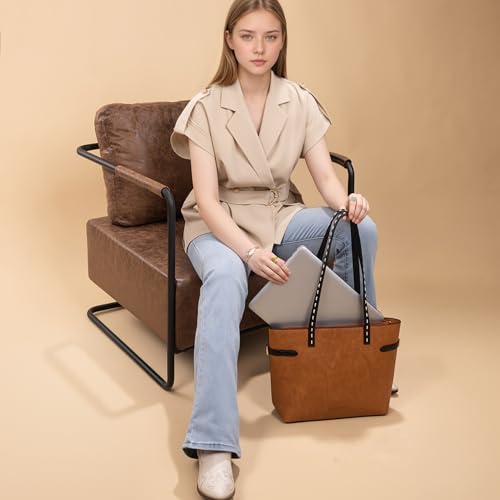 Montana West Minimalist Tote Bag for Women handbags Elegant Top Handle Satchel Purse Everyday Large Shoulder Handbag Hobo Bags Brown MWC-590BR by Montana West - Used condition - Image 6