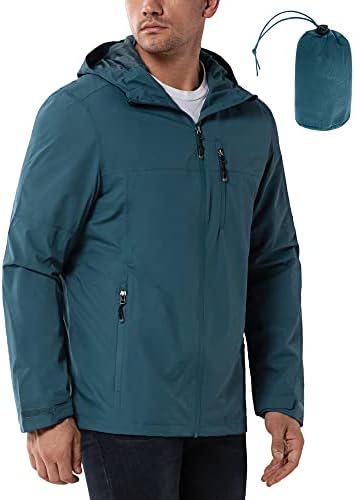 33,000ft Regenjacke Herren Wasserdicht Atmungsaktiv Packbare Leichte Jacke | Windjacke Winddicht Fahrrad Outdoorjacke & Sportjacke mit Wasserdichter Reißverschluss, Kapuze, Unterar