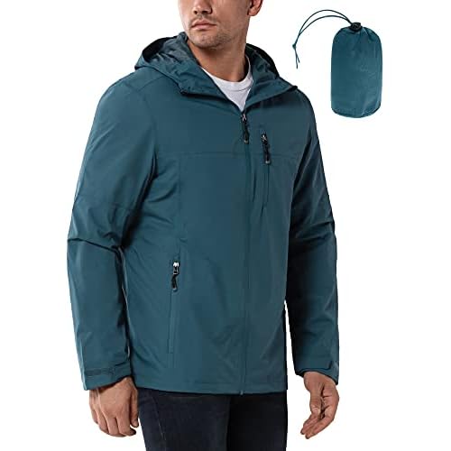 33,000ft Regenjacke Herren Wasserdicht Outdoorjacke Leichte Freizeitjacke Packbare Windjacke Fahrrad Regenmantel mit Kapuze