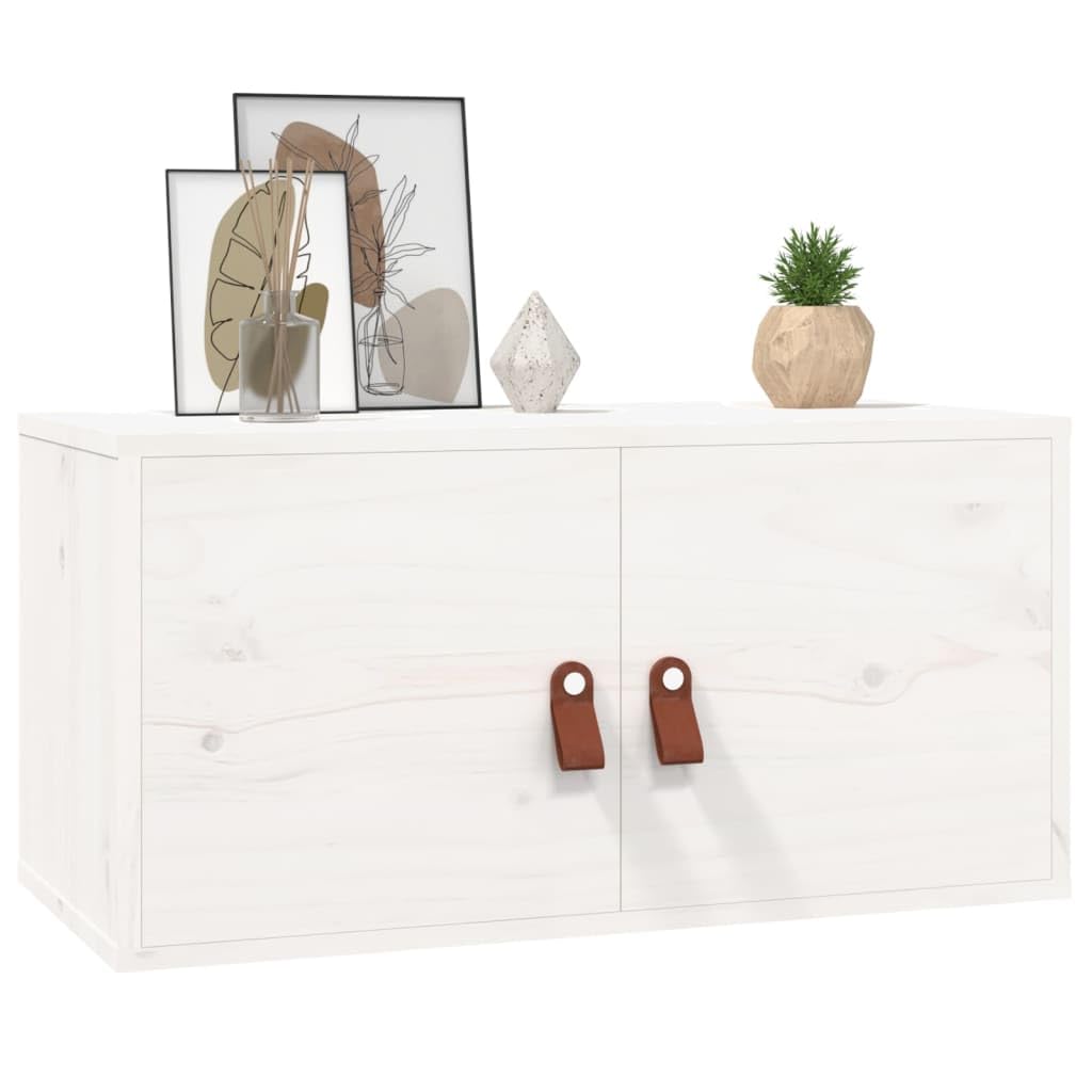 Wandregal Weiß 60x30x30 cm aus Massivholz Kiefer Modernes Design Wandboard mit 60 kg Tragkraft platzsparendes Hängeschrank für Wohnzimmer Küche Bad und Flur