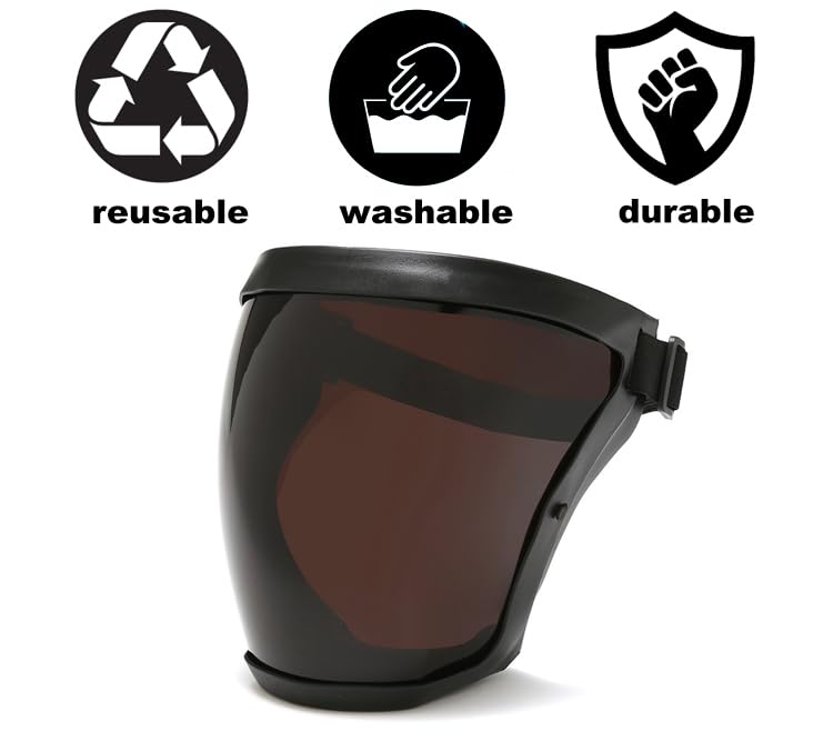 Miniatura 5 de Paquete de 2 protectores faciales completos para adultos, mujeres y hombres, lavables y reutilizables, anti niebla, protector facial completo con 10