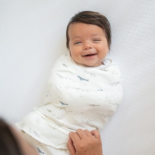 Image of HALO 100% Cotton Sleepsack Swaddle, 3-Way Adjustable Wearable Blanket, TOG 1.5, Ocean Life, Small, 3-6 Months