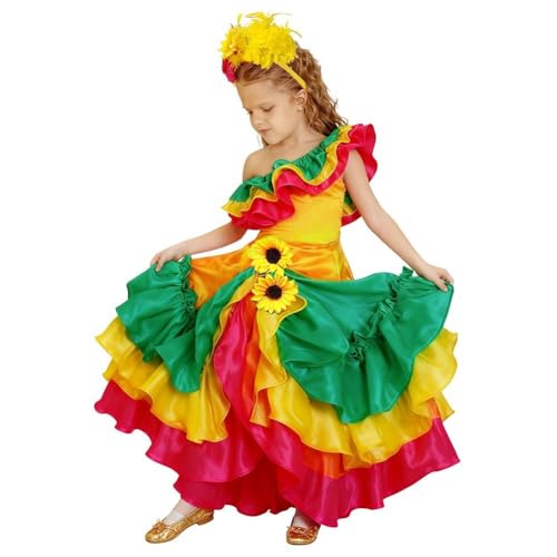 Disfraz de flamenca española para niña con diseño girasol miniatura 4